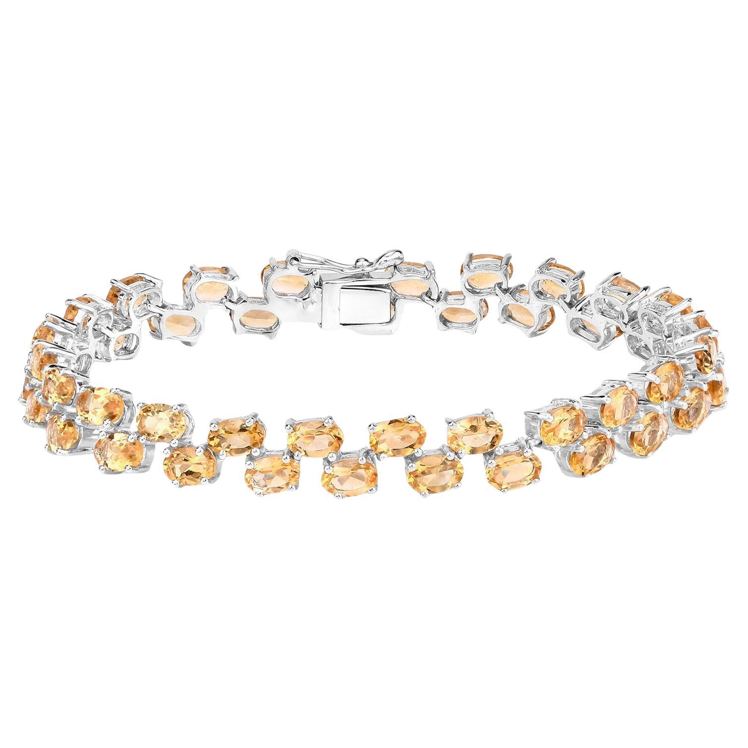 Pulsera de Tenis de Citrino 19.7 Quilates Plata de Ley