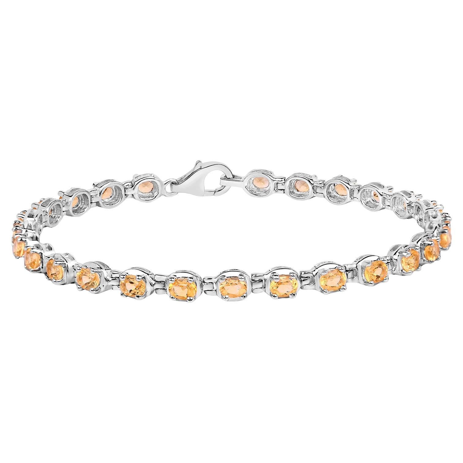 Bracelet tennis en argent sterling et citrine 3.98 carats