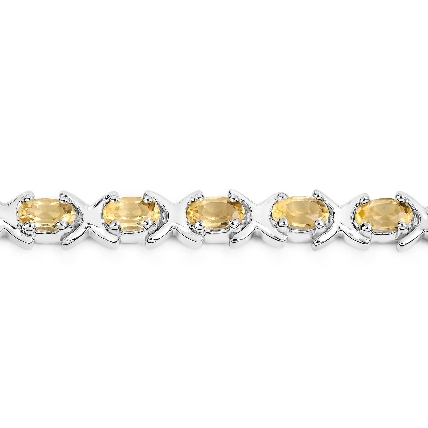 Pulsera de Tenis de Citrino 4.5 Quilates Plata de Ley Contemporáneo en venta