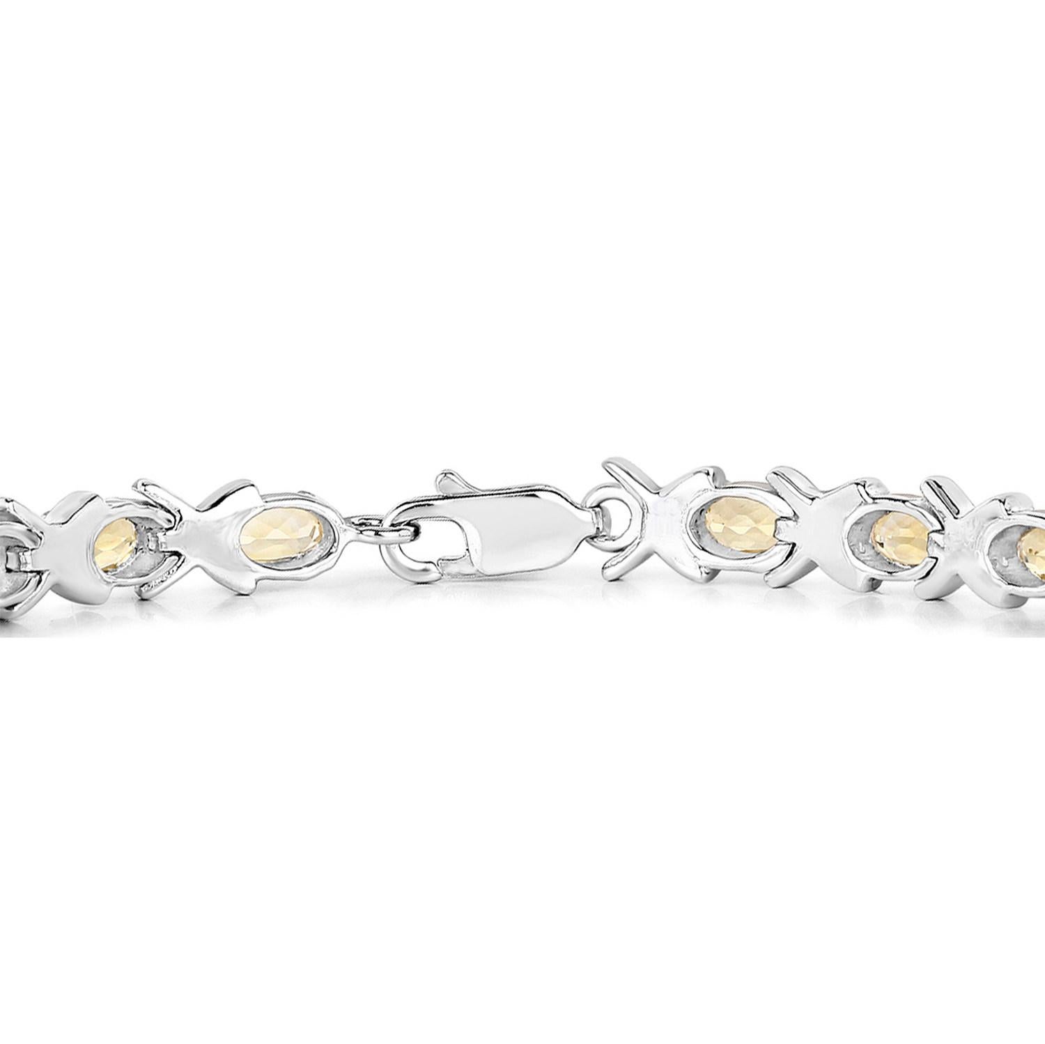 Pulsera de Tenis de Citrino 4.5 Quilates Plata de Ley Corte oval en venta