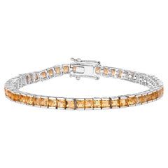 Bracelet tennis en argent sterling plaqué rhodium avec citrine 8.25 carats