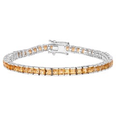 Citrine Tennis Bracelet 8.25 Carats Rhodium Plated Sterling Silver