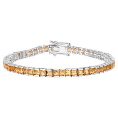 Citrin-Tennisarmband mit 8.25 Karat Rhodium-Platin aus Sterlingsilber