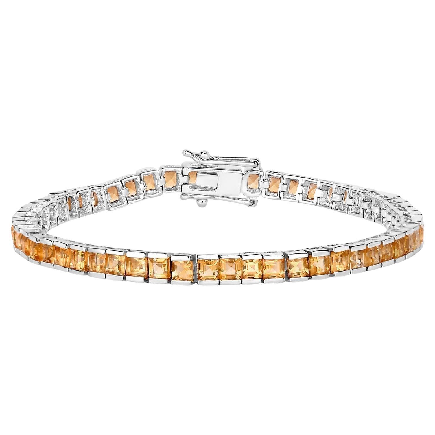 Pulsera de tenis de citrino 8.25 quilates Plata de ley rodiada en venta