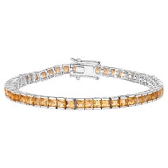 Citrine Tennis Bracelet 8.25 Carats Rhodium Plated Sterling Silver