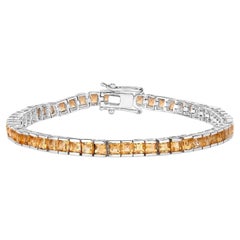 Citrin-Tennisarmband mit 8.25 Karat Rhodium-Platin aus Sterlingsilber