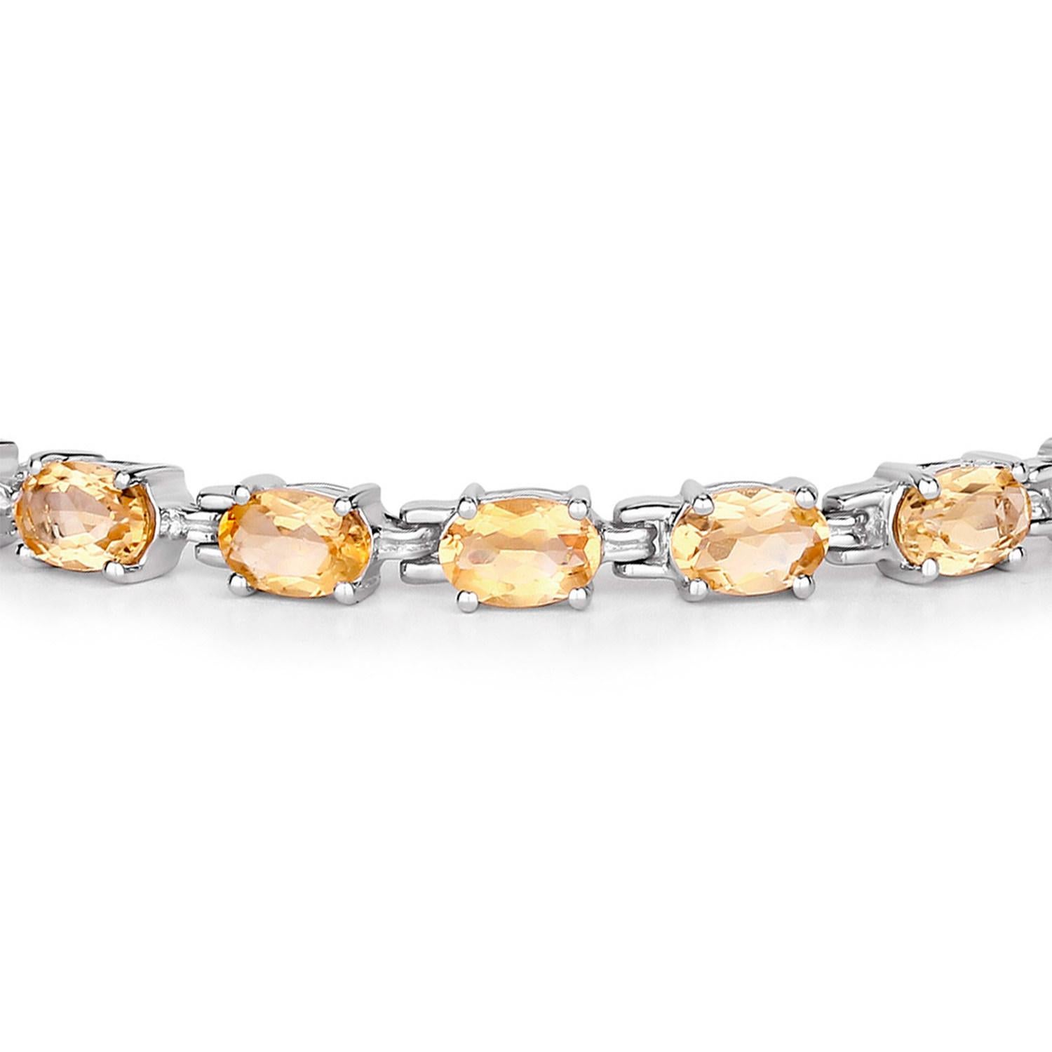 Pulsera de Tenis de Citrino 9.4 Quilates Plata de Ley Contemporáneo en venta