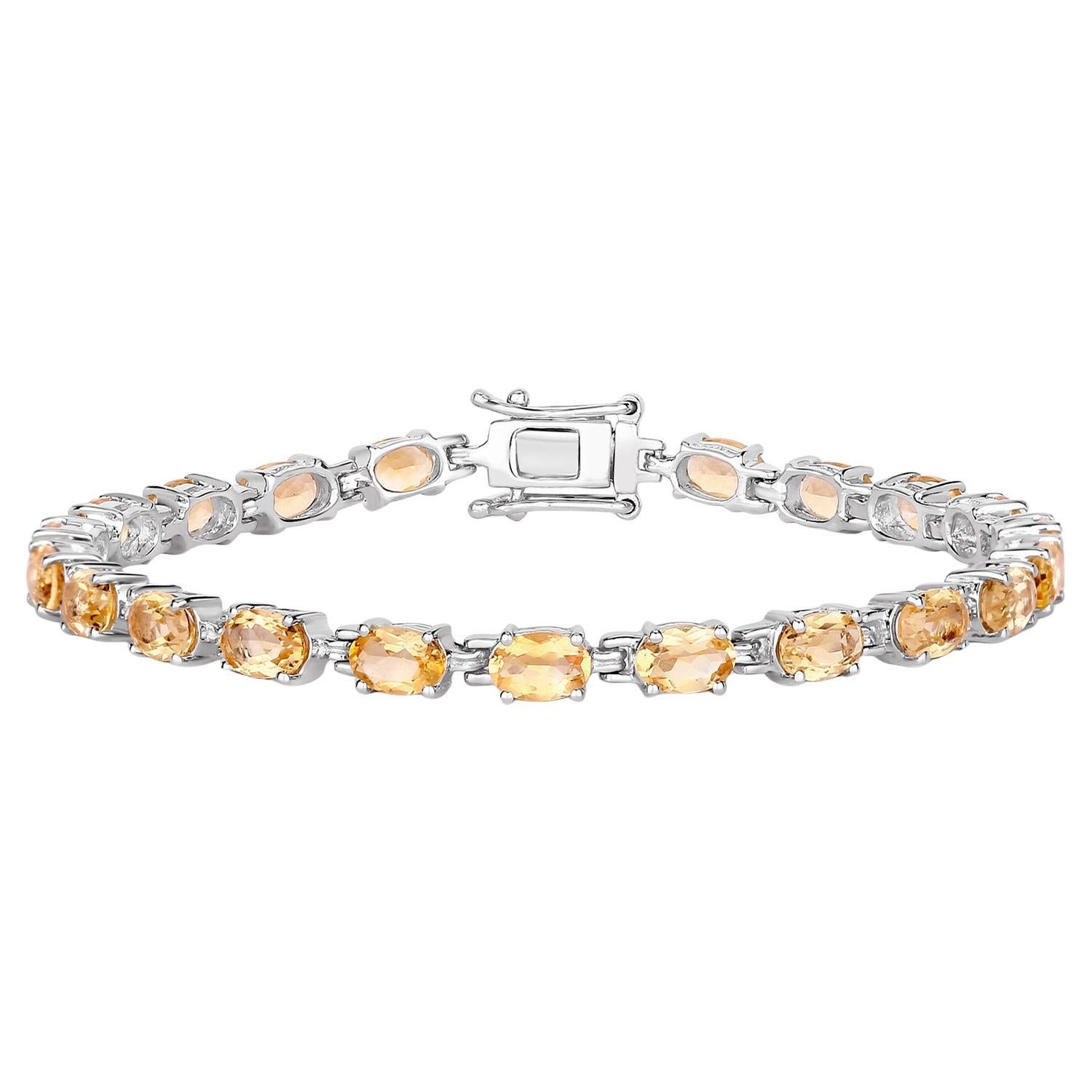 Pulsera de Tenis de Citrino 9.4 Quilates Plata de Ley