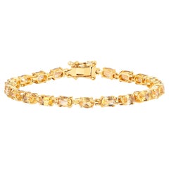 Bracciale Tennis Citrino 9,45 Carati Taglio Ovale Argento Placcato Oro Giallo 14K