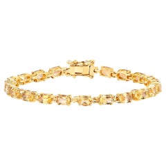 Pulsera de Tenis de Citrino 9,45 Quilates Talla Ovalada 14K Chapada en Oro Amarillo Plata