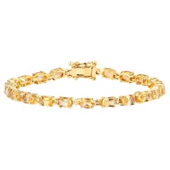 Pulsera de Tenis de Citrino 9,45 Quilates Talla Ovalada 14K Chapada en Oro Amarillo Plata