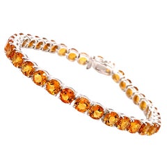 Bracelet de tennis en or blanc 10 carats et citrine 