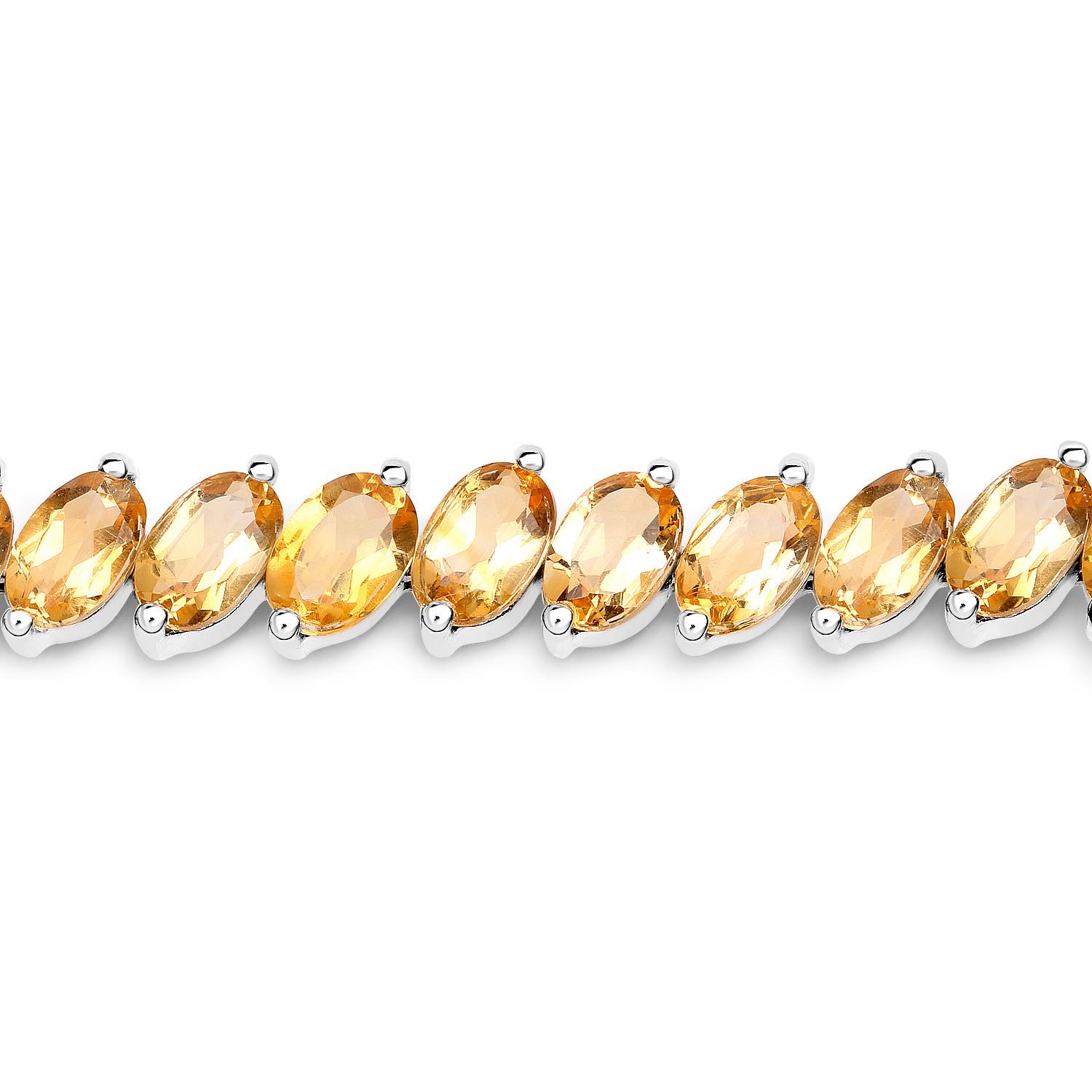 Contemporary Citrine Tennis Bracelet Oval Cut 18 Carats 18K White Gold Plated For Sale