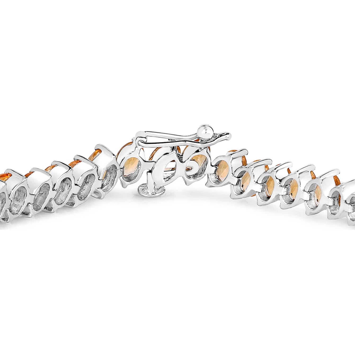 Citrine Tennis Bracelet Oval Cut 18 Carats 18K White Gold Plated In Excellent Condition For Sale In Aliso Viejo, CA