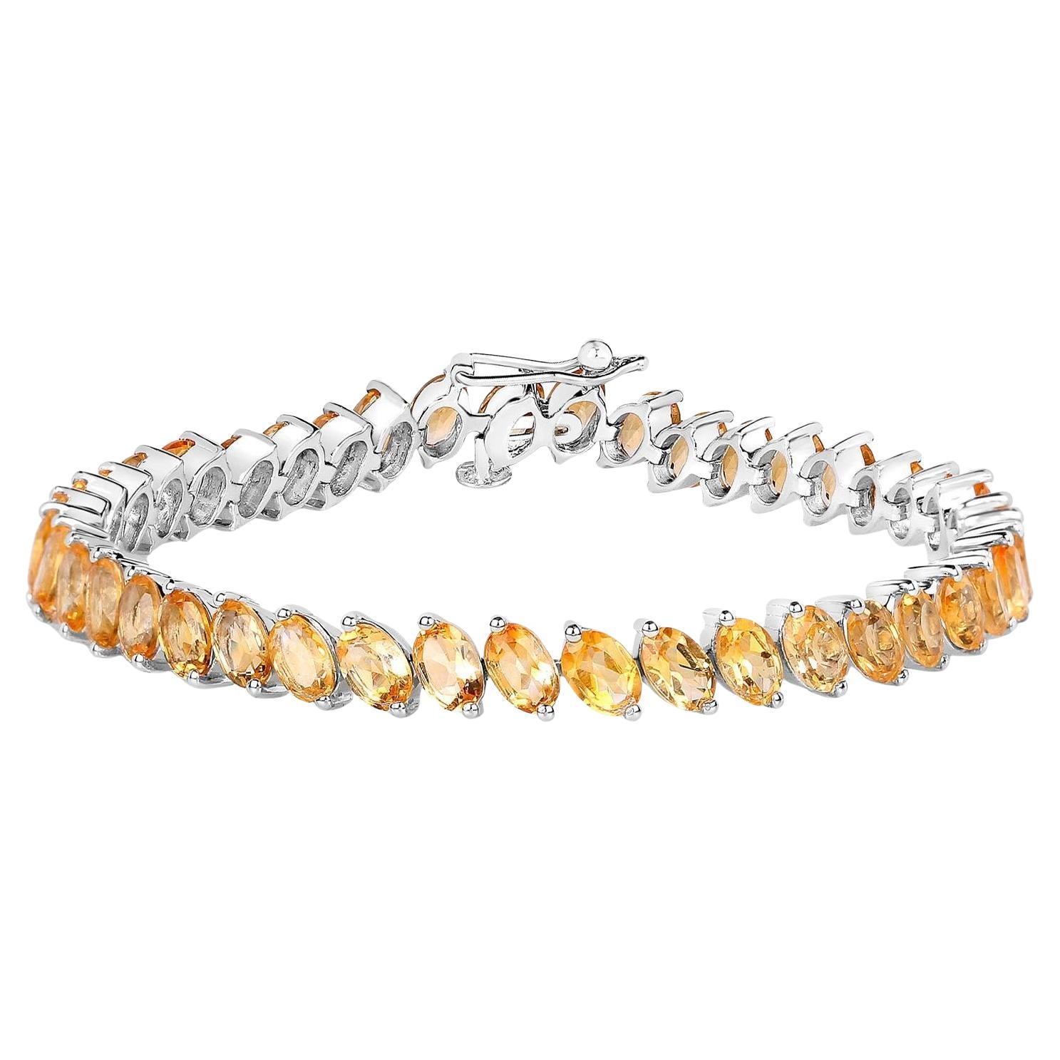 Citrine Tennis Bracelet Oval Cut 18 Carats 18K White Gold Plated