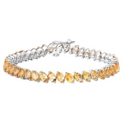Citrine Tennis Bracelet Oval Cut 18 Carats 18K White Gold Plated