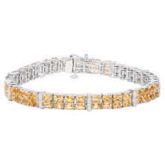 Citrine Tennis Bracelet White Topaz 12.2 Carats Sterling Silver