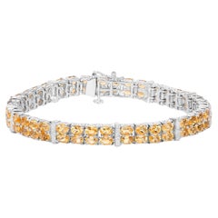 Citrine Tennis Bracelet White Topaz 12.2 Carats Sterling Silver