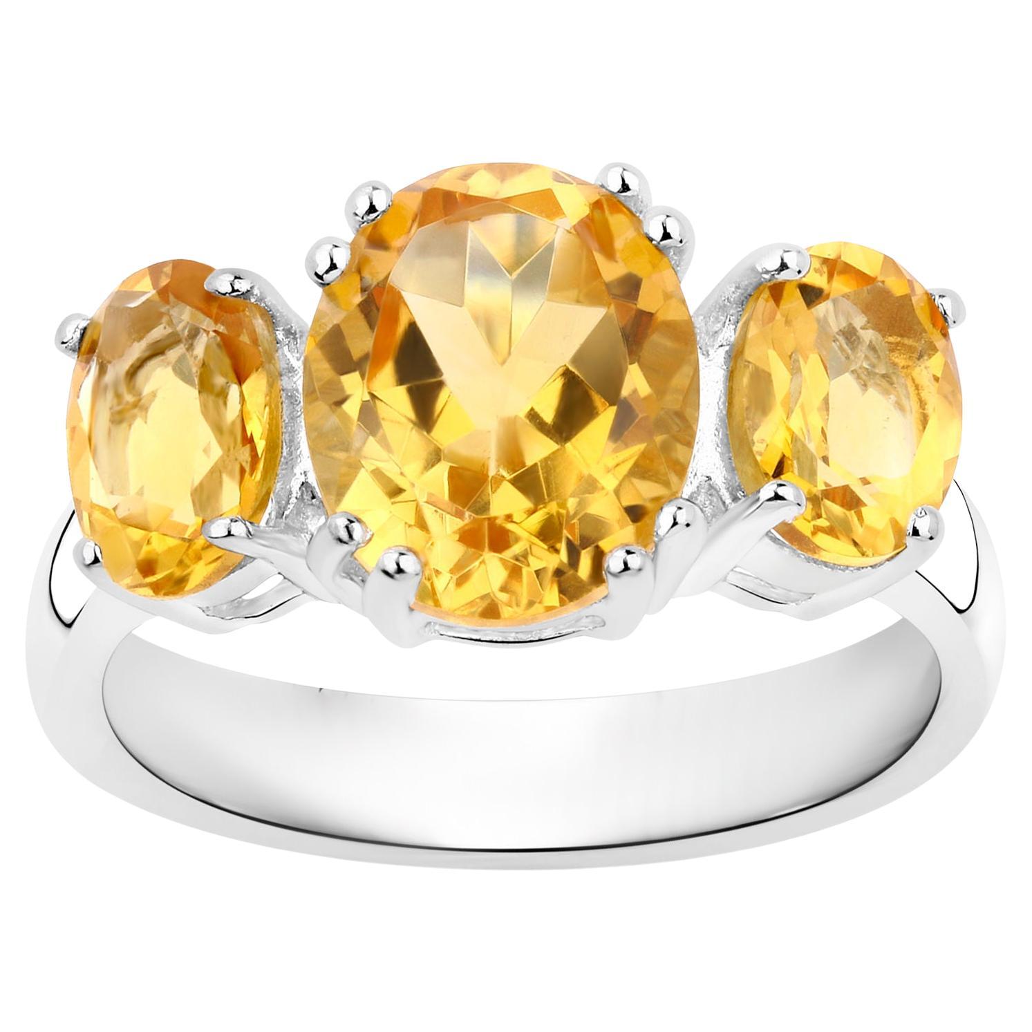 Citrine Three Stone Ring 3.75 Carats For Sale