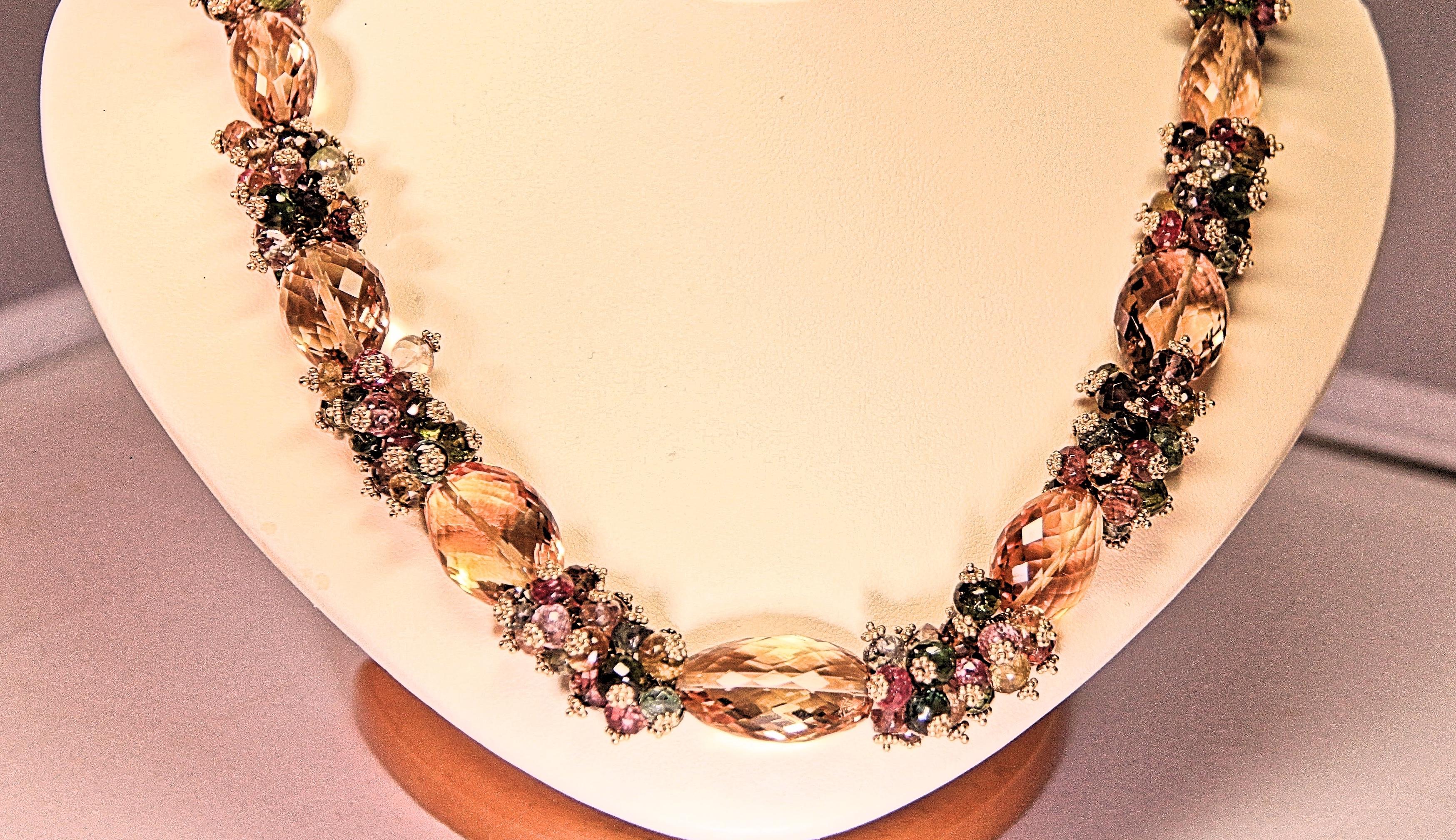 Contemporary Citrine Tourmaline Multicolored Semiprecious Stone Necklace by Marya Dabrowski For Sale