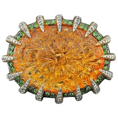 Citrine, Tsavorite and Diamond Ring by Tony Duquette