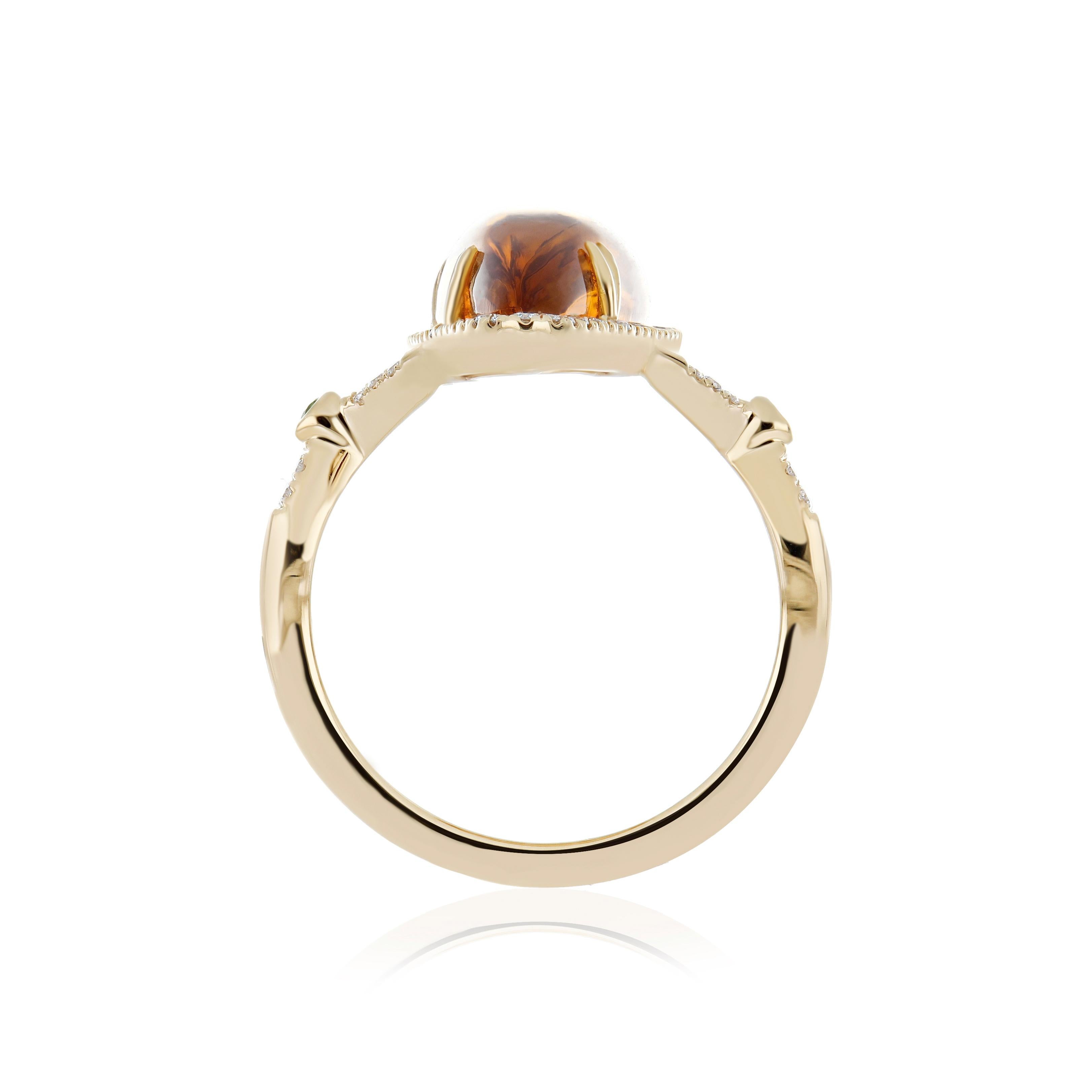 Citrin, Tsavorit und Diamant Ring Ohrring und Anhänger Set in 14k Gelbgold im Angebot 7