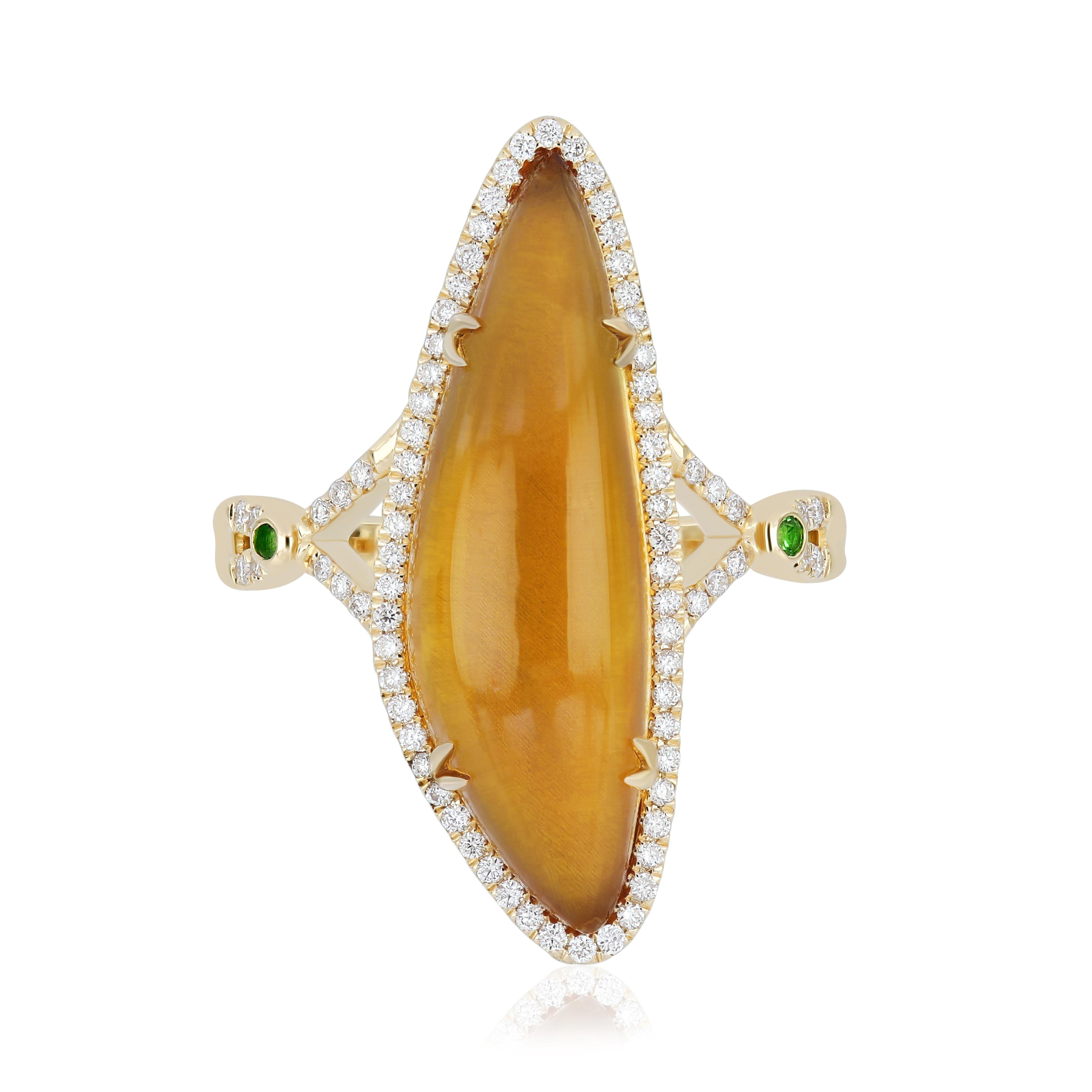 Citrin, Tsavorit und Diamant Ring Ohrring und Anhänger Set in 14k Gelbgold im Angebot 8
