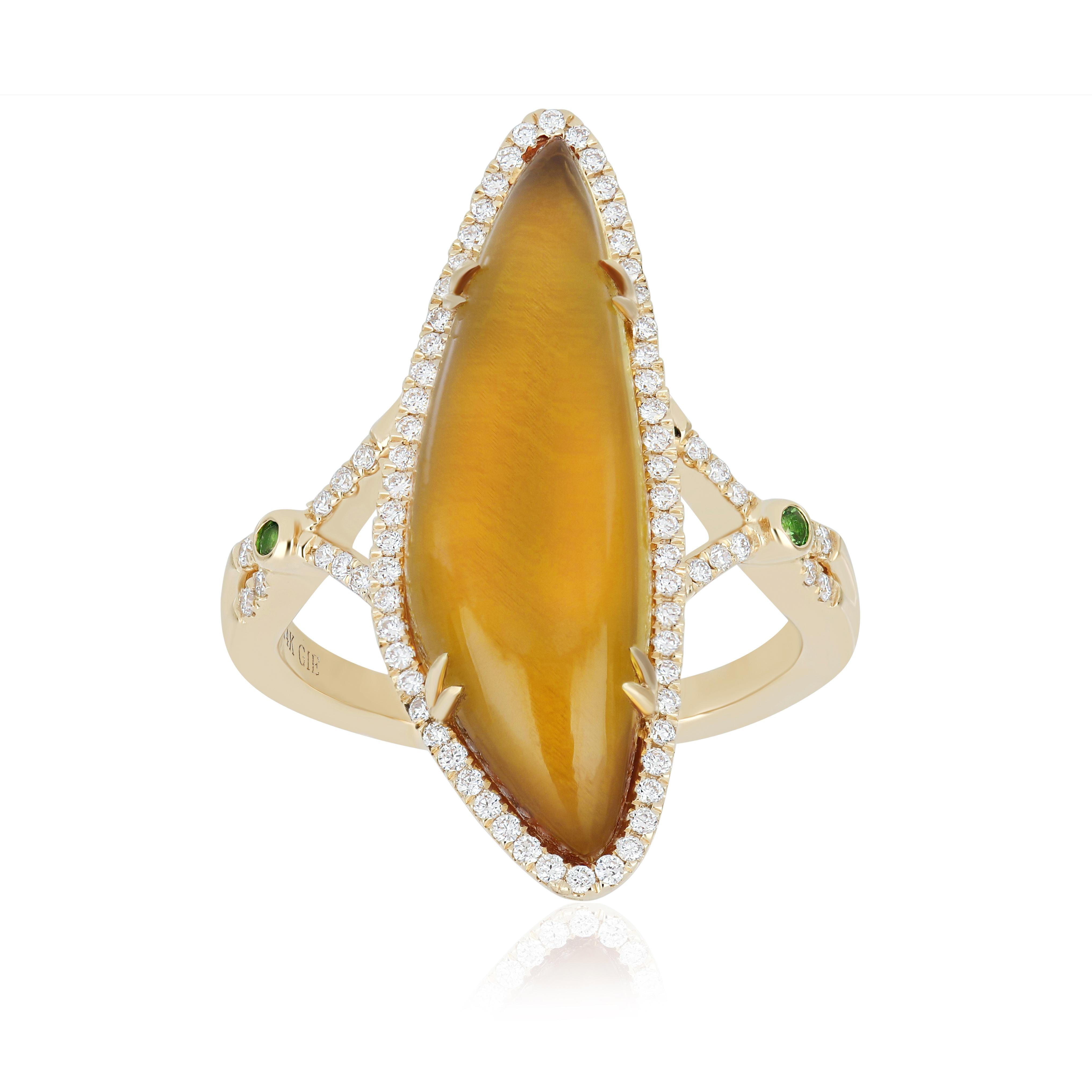 Citrin, Tsavorit und Diamant Ring Ohrring und Anhänger Set in 14k Gelbgold im Angebot 9