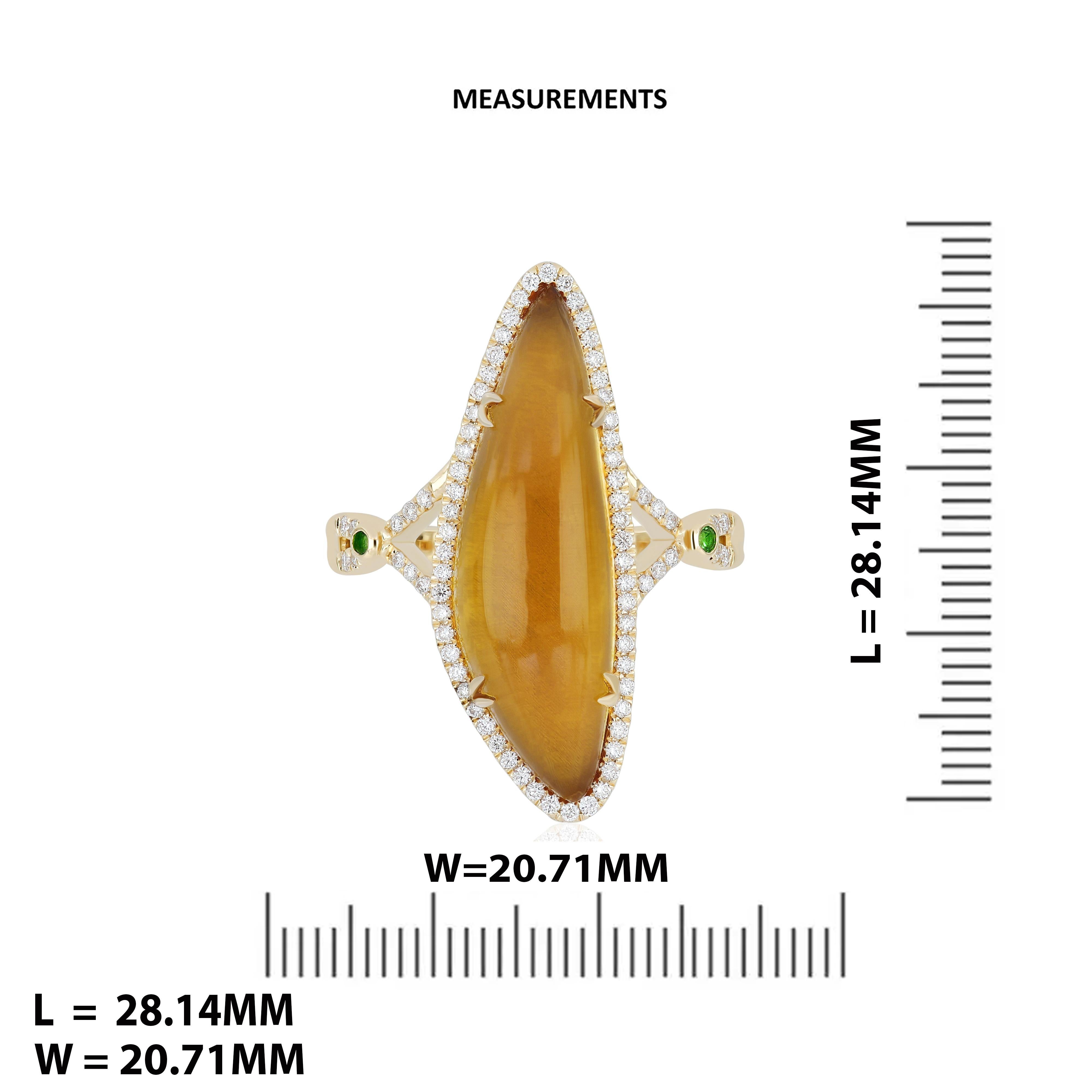 Citrin, Tsavorit und Diamant Ring Ohrring und Anhänger Set in 14k Gelbgold im Angebot 10