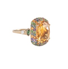 Sunita Nahata 6.22 Carat Citrine Ring in 18KYG with Gemstones & Diamond.