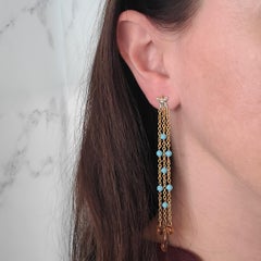 Citrine, Turquoise, and Yellow Gold Shoulder Dusters