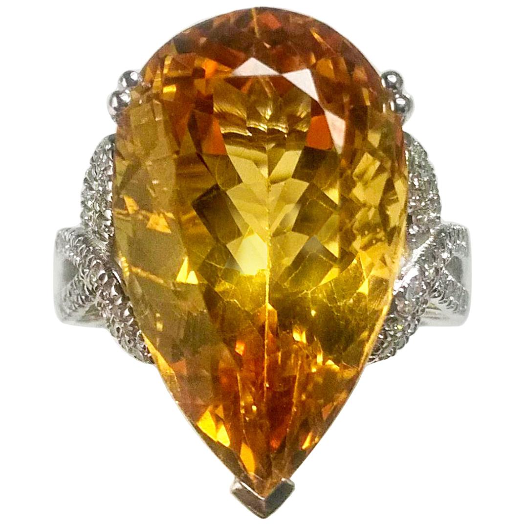 Citrine White Gold Cocktail Ring