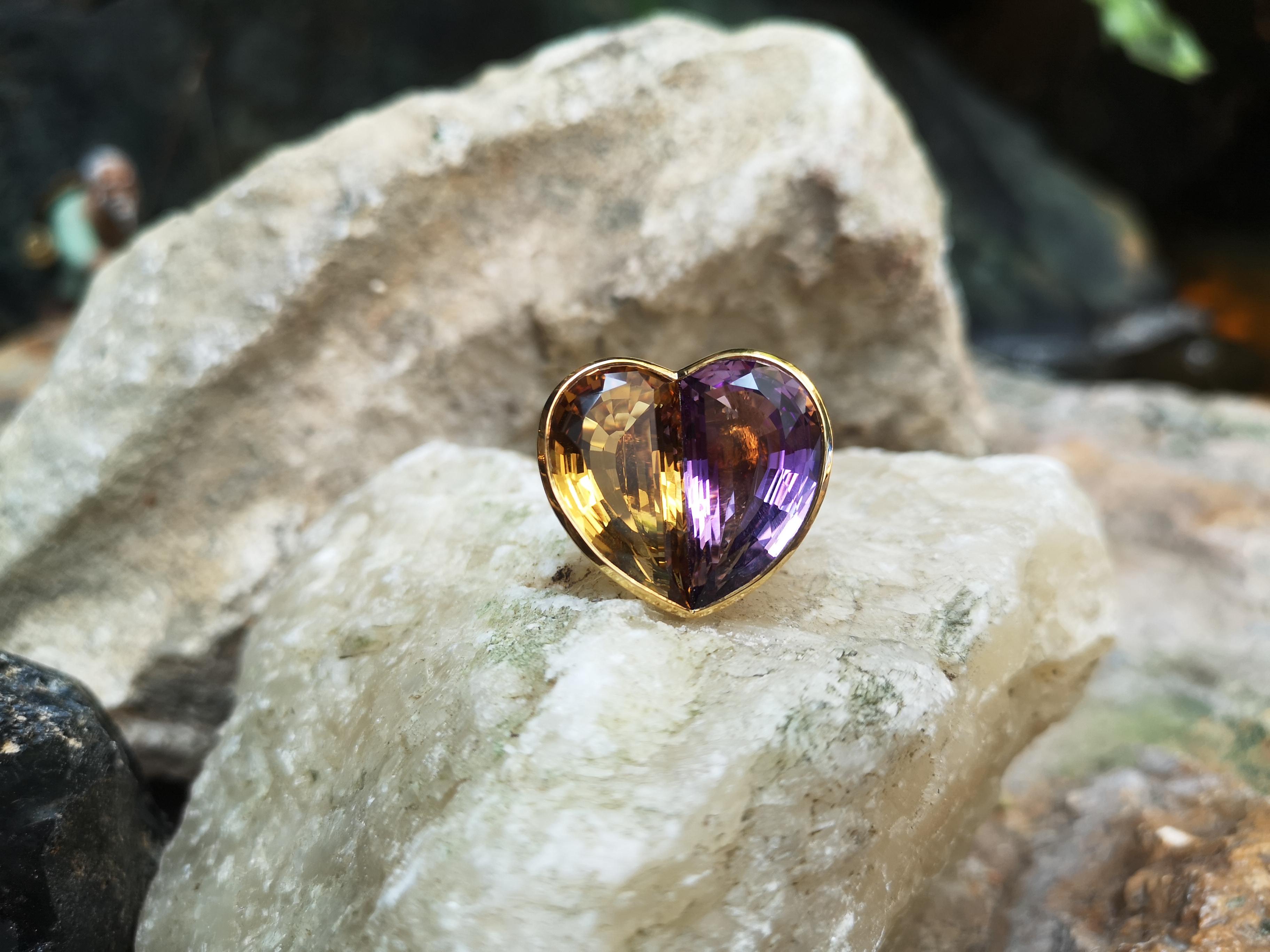 Ring mit Citrin und Amethyst in 18 Karat Gold gefasst 2