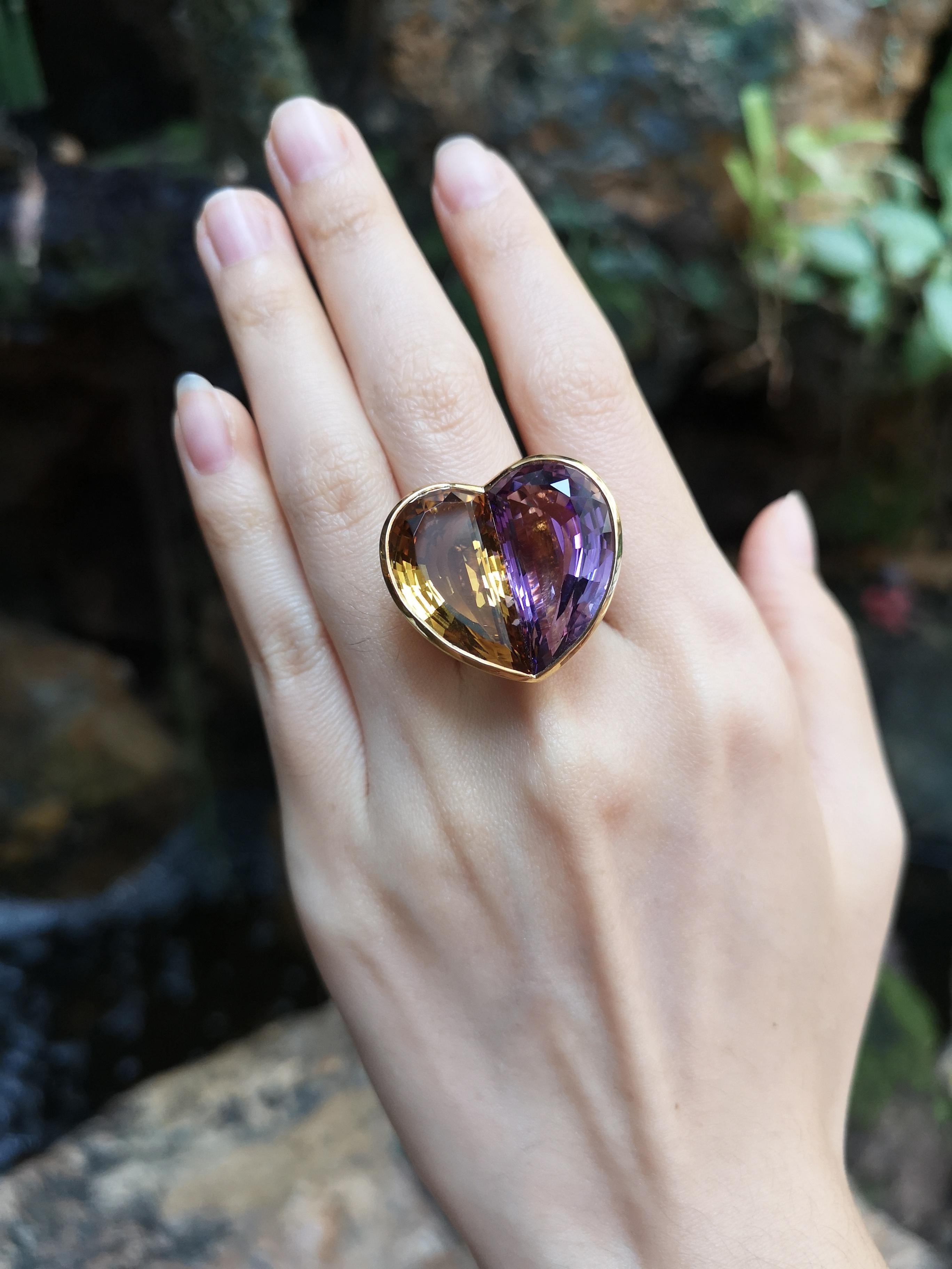 Ring mit Citrin und Amethyst in 18 Karat Gold gefasst 4