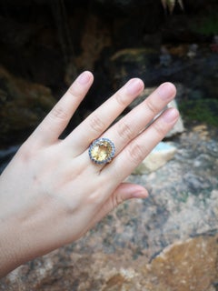 Citrine with Blue Sapphire Ring set in 18 Karat Gold Settings