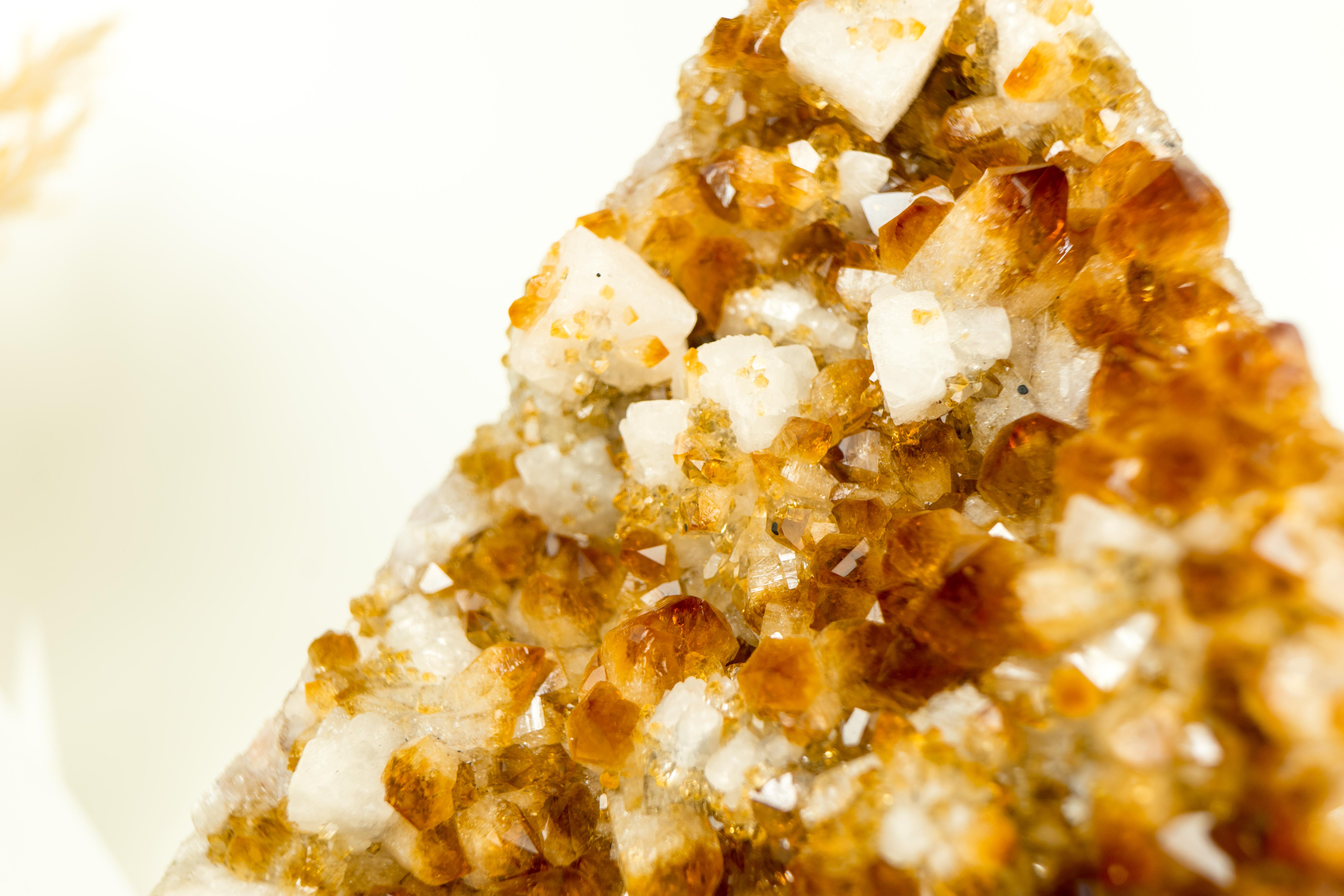 Citrine with Calcite Aka Merchant Stone Cluster, with Golden Orange Druzy For Sale 1