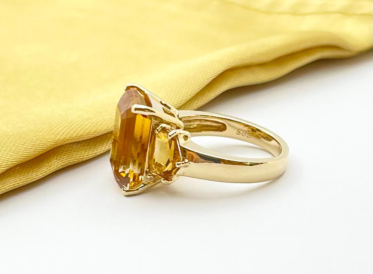 Bague en or 14K sertie de citrine et de citrine en vente 6