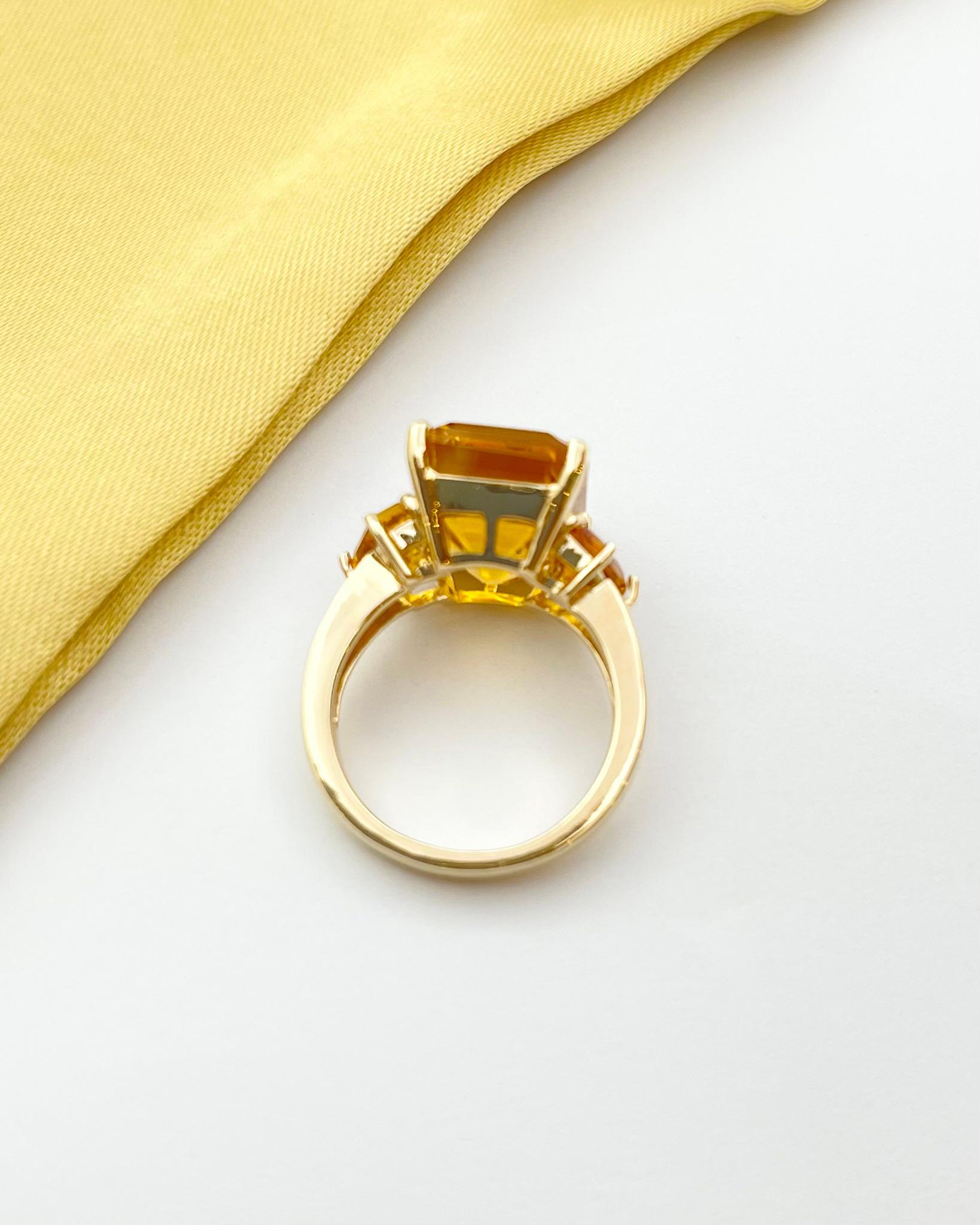 Citrine with Citrine Ring set in 14K Gold Settings For Sale 8