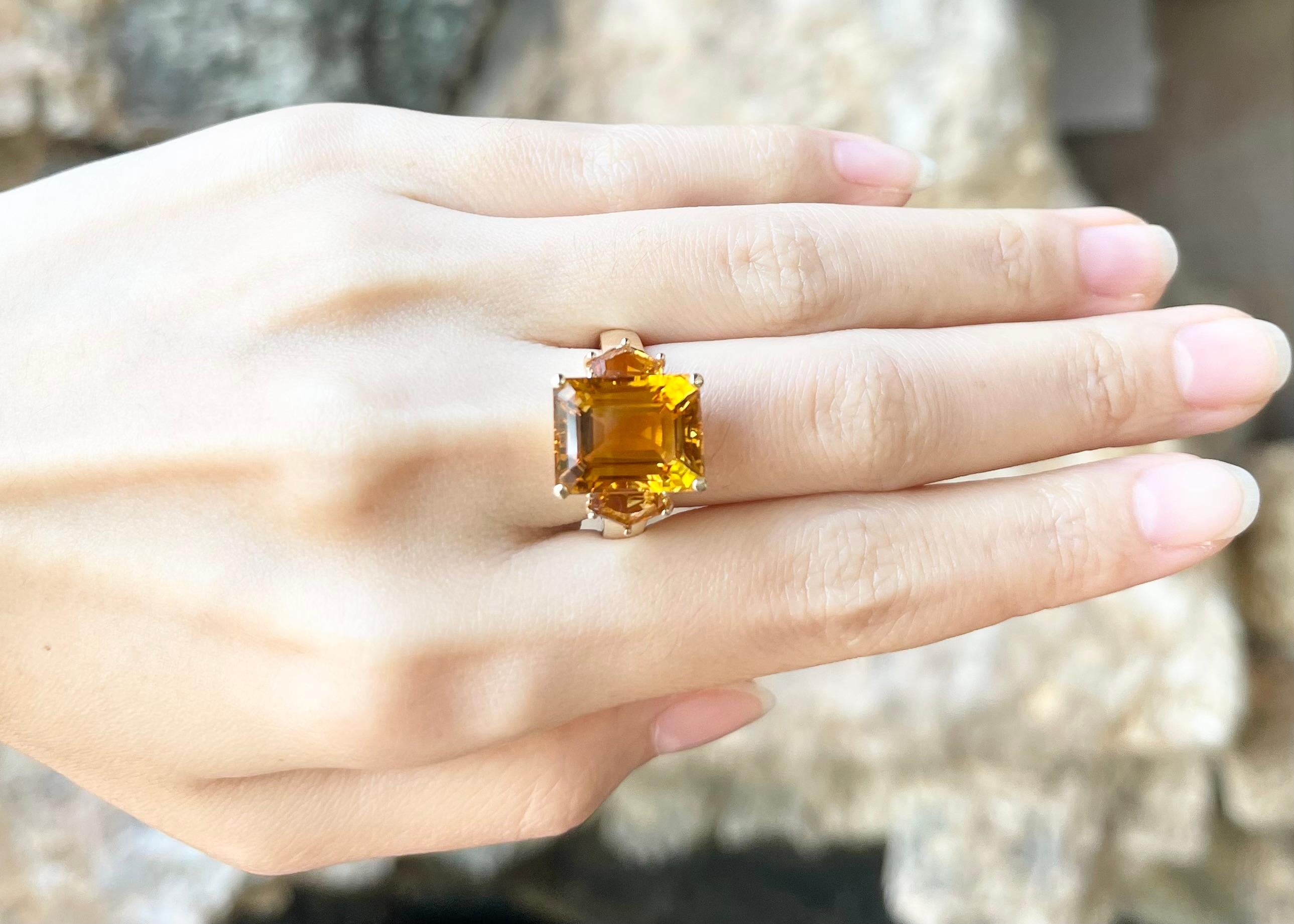 Contemporary Citrine with Citrine Ring set in 14K Gold Settings For Sale