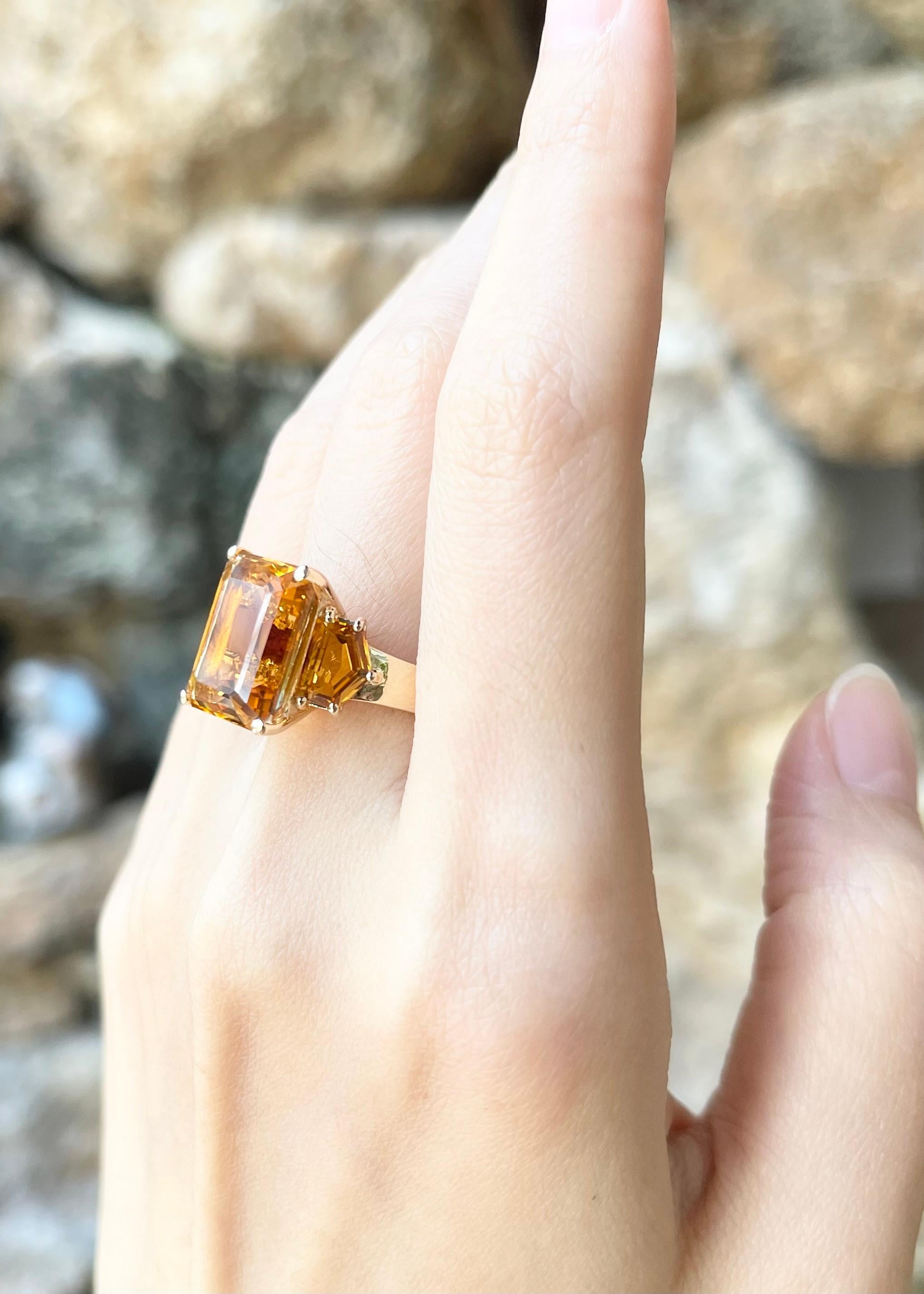 Citrine with Citrine Ring set in 14K Gold Settings In New Condition For Sale In Bangkok, TH