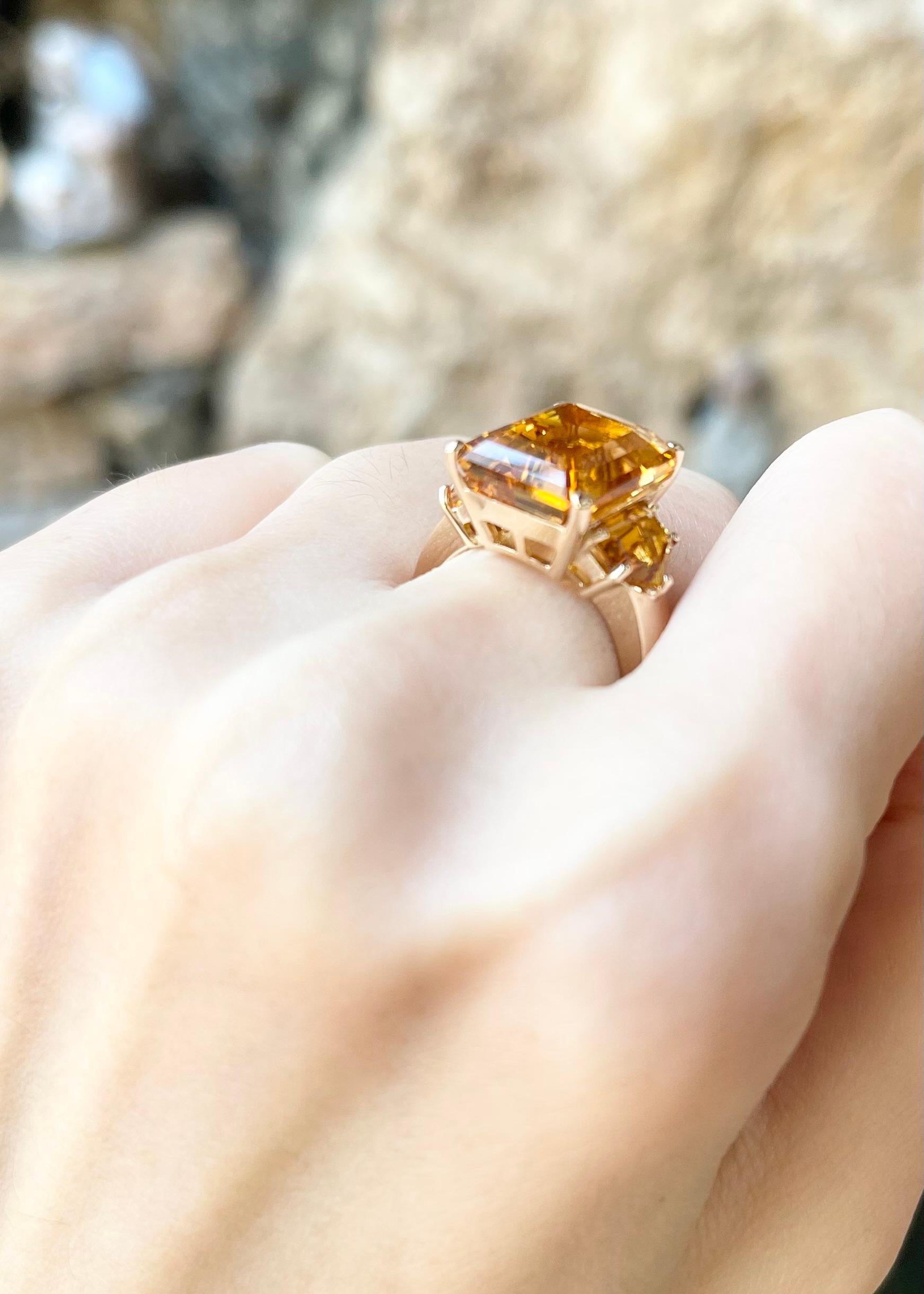 Citrine with Citrine Ring set in 14K Gold Settings For Sale 1