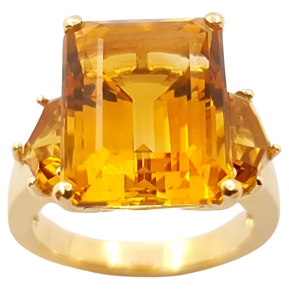 Citrine with Citrine Ring set in 14K Gold Settings For Sale