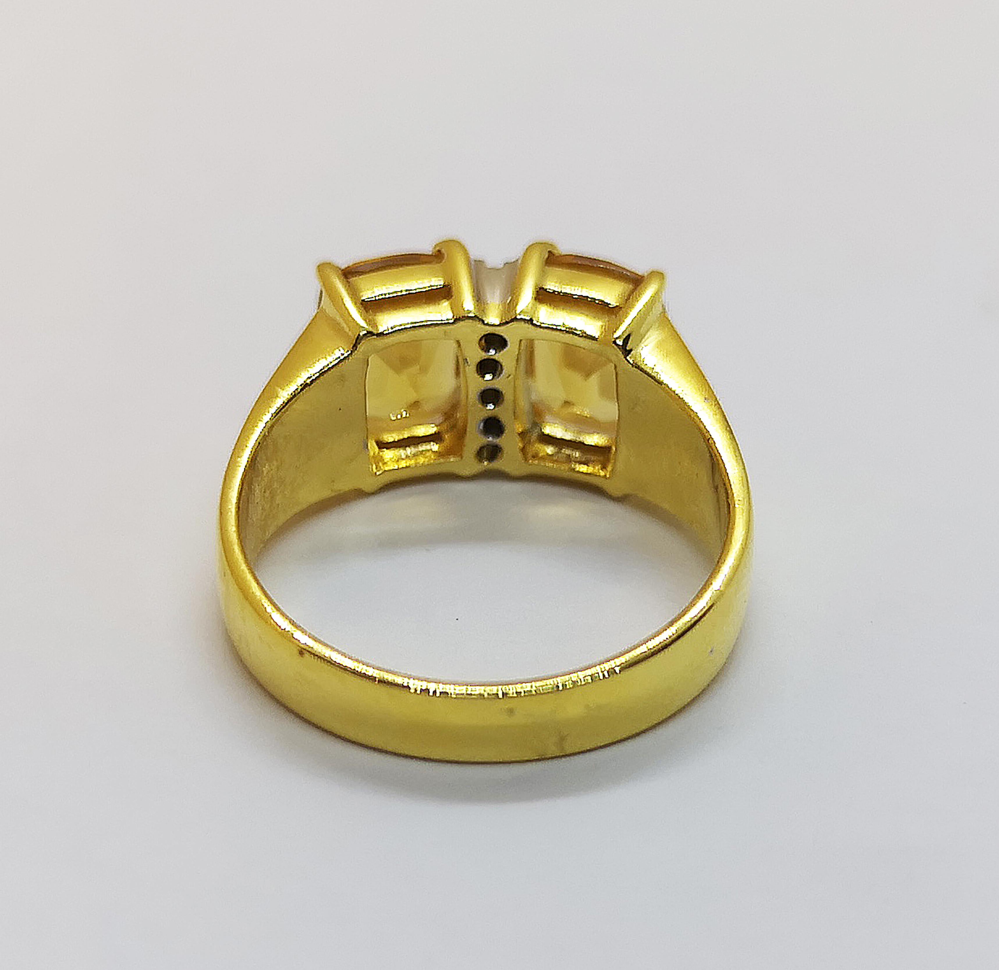 Bague en or 18 carats avec citrine et diamant Neuf - En vente à Bangkok, TH