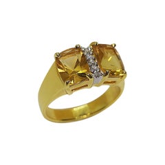 Citrin mit Diamantring in 18 Karat Goldfassung