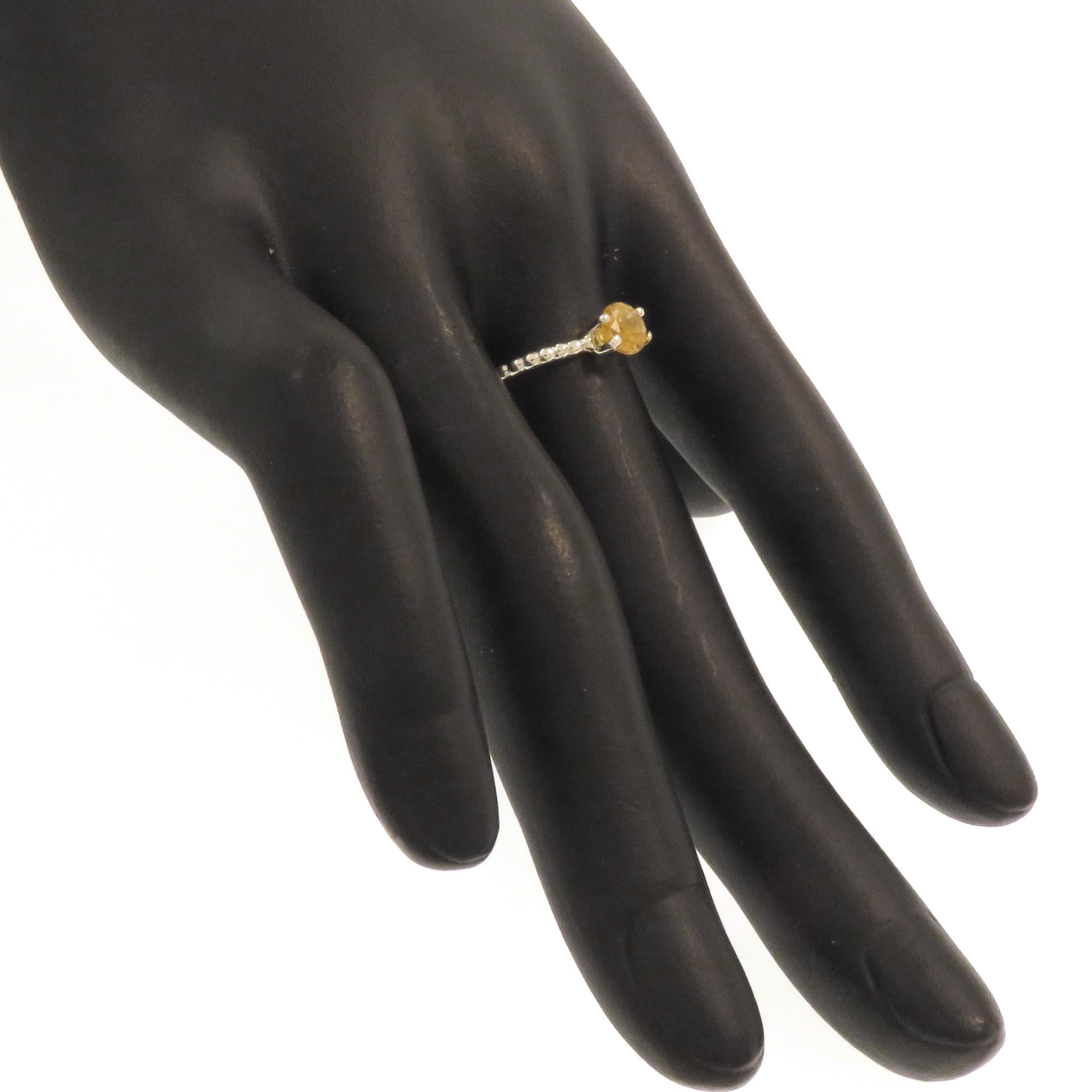 Brilliant Cut Citrine Withe Gold Stacking Ring Handcrafted in Italy by Botta Gioielli For Sale