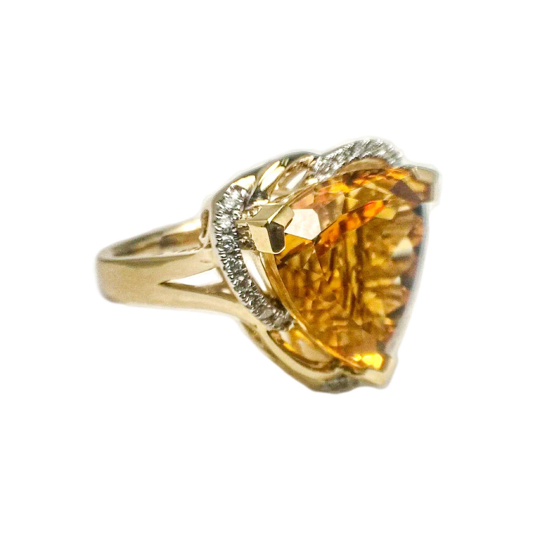 Contemporary Citrine Yellow Gold Cocktail Ring