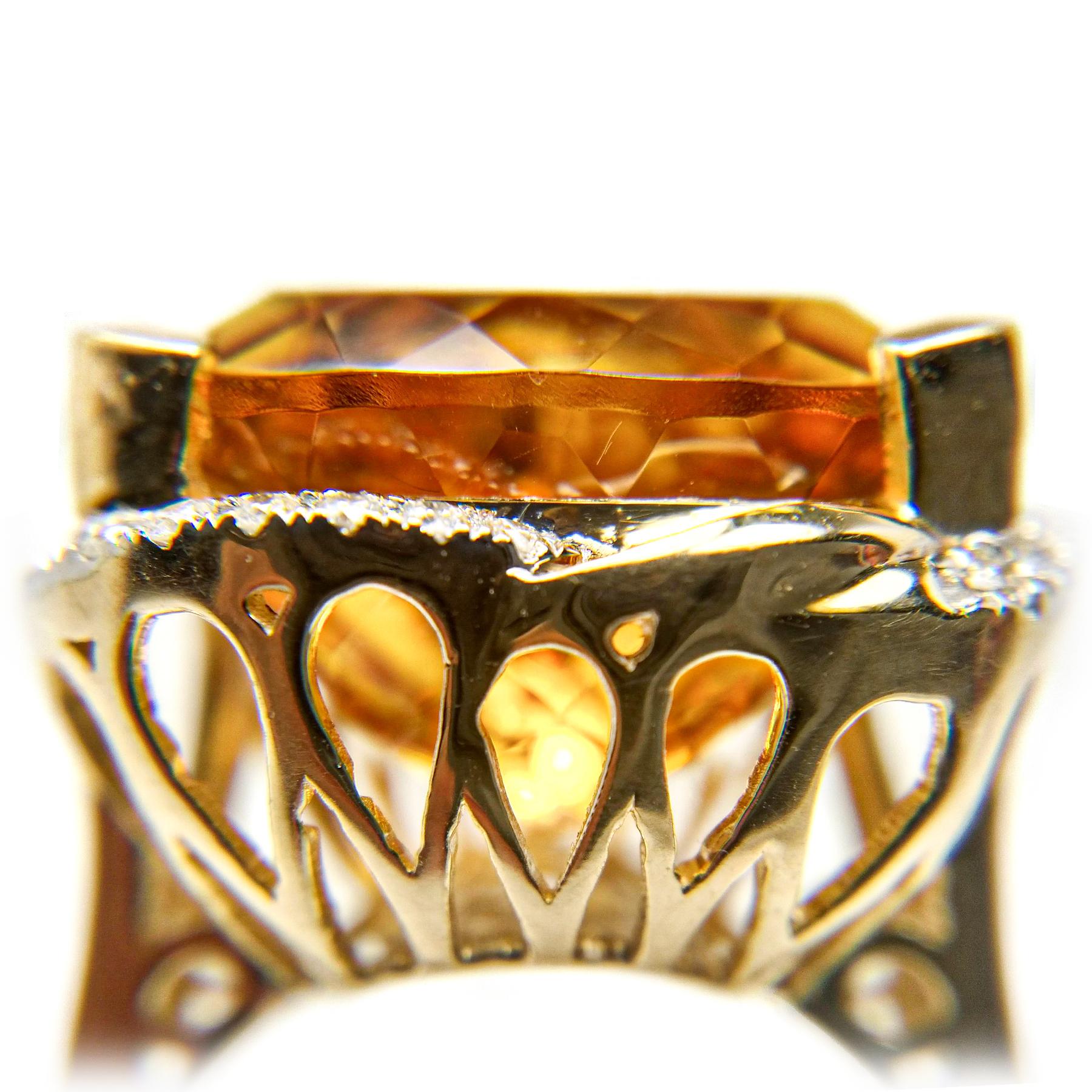 Women's or Men's Citrine Yellow Gold Cocktail Ring
