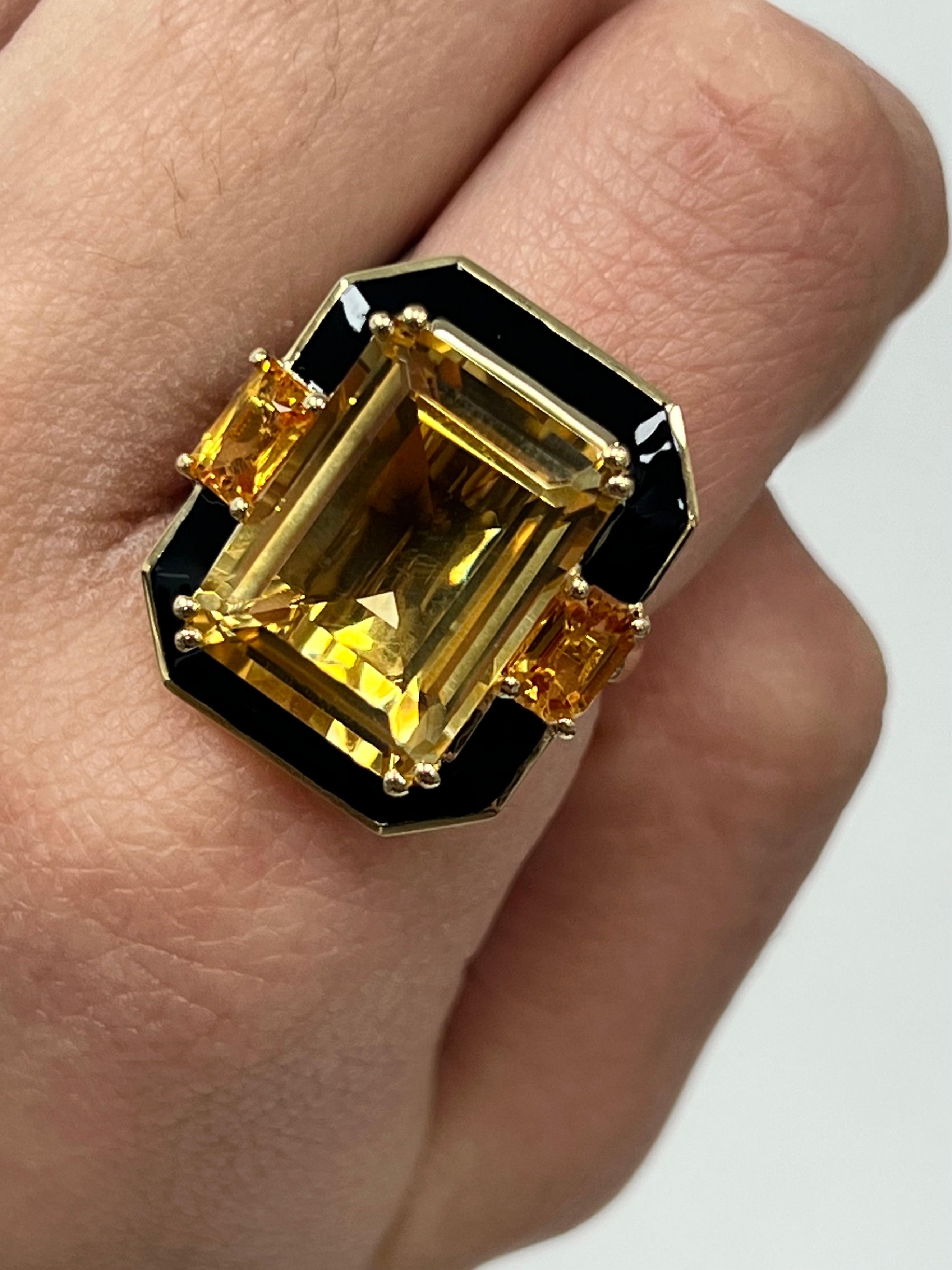Modern Citrine Yellow Gold Diamond Ring  For Sale