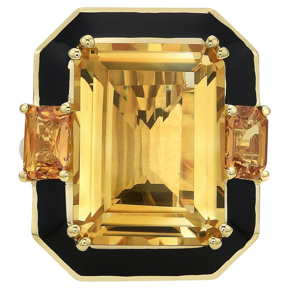 Citrine Yellow Gold Diamond Ring  For Sale