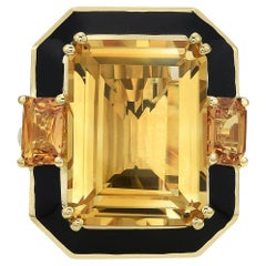 Citrine Yellow Gold Diamond Ring 